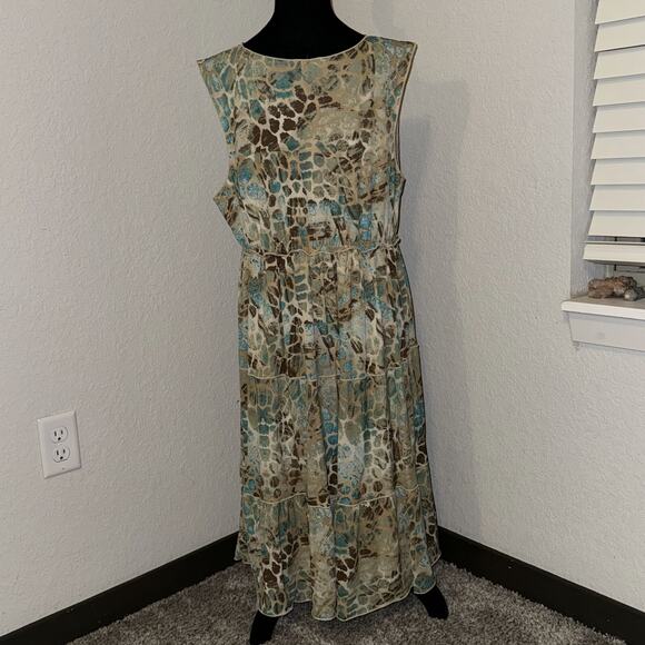 Charter Club Dress Y2K Womens 2X Multi Camo Animal Print Nylon Sleeveless Tiered - Picture 3 of 6